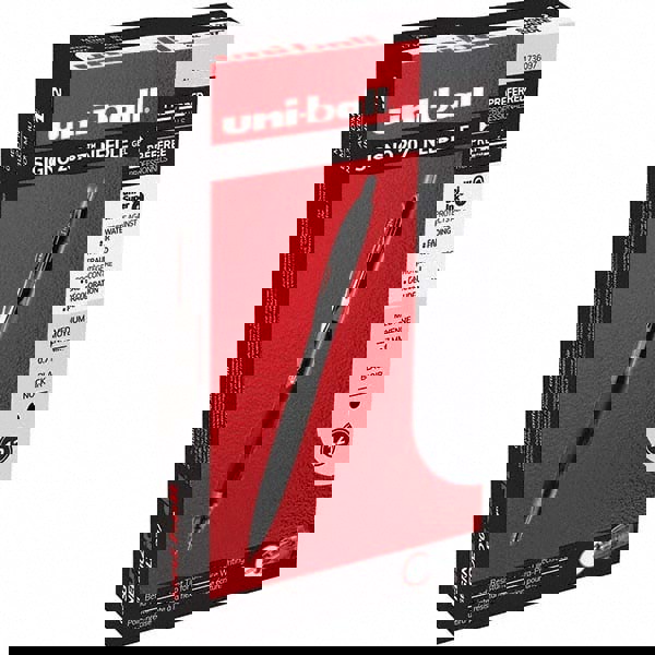 Signo 207 Needle Point Gel Pen, Retractable, Medium 0.7 mm, Black Ink, Clear/Black Barrel, Dozen